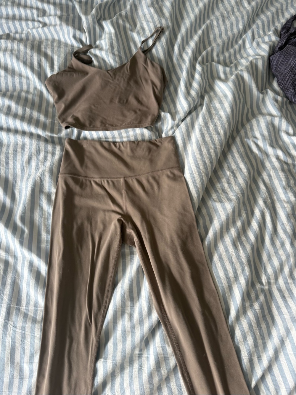 Athleta Taupe Activewear Leggings and cropped spaghetti tank